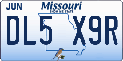 MO license plate DL5X9R