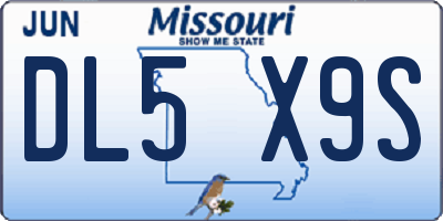 MO license plate DL5X9S
