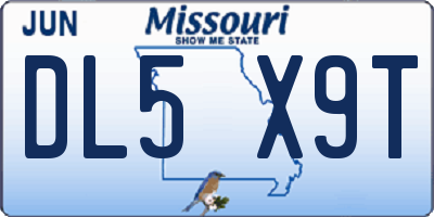 MO license plate DL5X9T