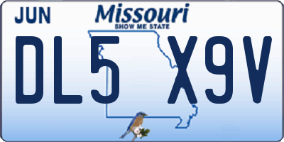 MO license plate DL5X9V