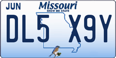 MO license plate DL5X9Y
