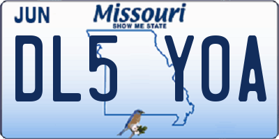 MO license plate DL5Y0A