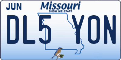 MO license plate DL5Y0N