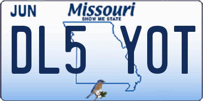 MO license plate DL5Y0T