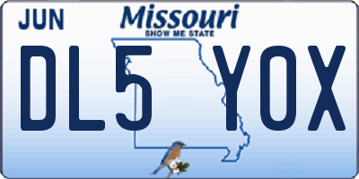 MO license plate DL5Y0X