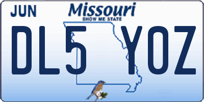 MO license plate DL5Y0Z