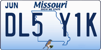 MO license plate DL5Y1K