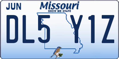 MO license plate DL5Y1Z