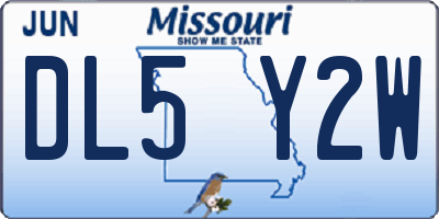 MO license plate DL5Y2W