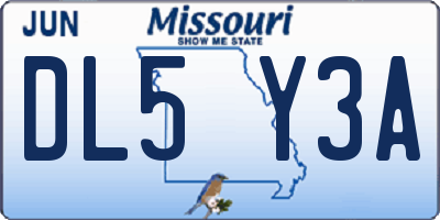 MO license plate DL5Y3A