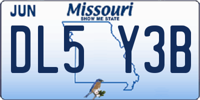 MO license plate DL5Y3B