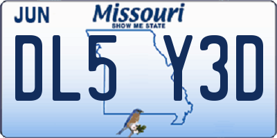 MO license plate DL5Y3D