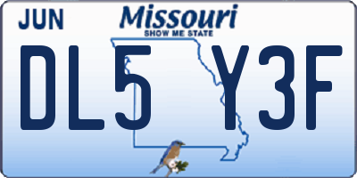 MO license plate DL5Y3F