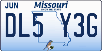 MO license plate DL5Y3G