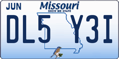MO license plate DL5Y3I