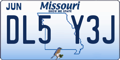 MO license plate DL5Y3J
