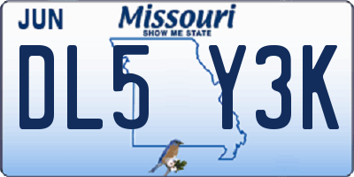 MO license plate DL5Y3K