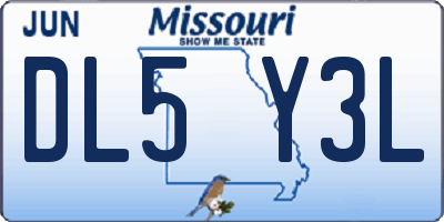 MO license plate DL5Y3L