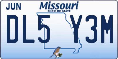 MO license plate DL5Y3M