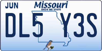 MO license plate DL5Y3S