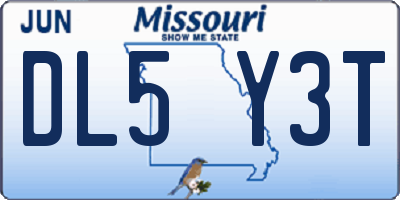 MO license plate DL5Y3T