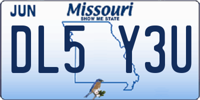 MO license plate DL5Y3U