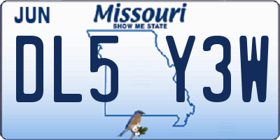 MO license plate DL5Y3W