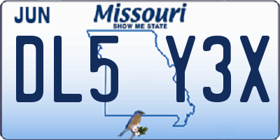 MO license plate DL5Y3X