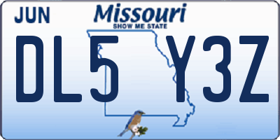 MO license plate DL5Y3Z