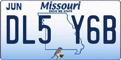 MO license plate DL5Y6B