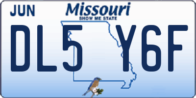 MO license plate DL5Y6F