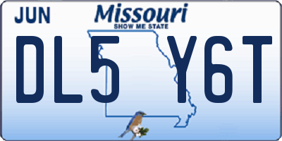 MO license plate DL5Y6T