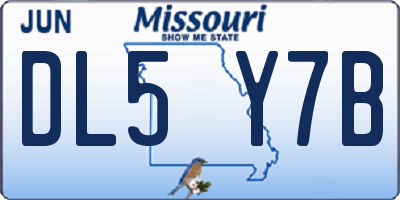 MO license plate DL5Y7B