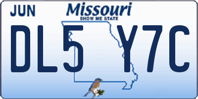 MO license plate DL5Y7C