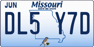 MO license plate DL5Y7D