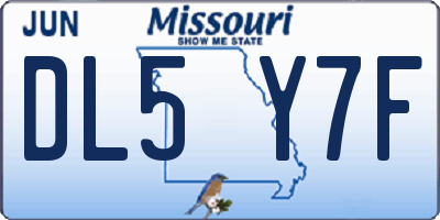 MO license plate DL5Y7F
