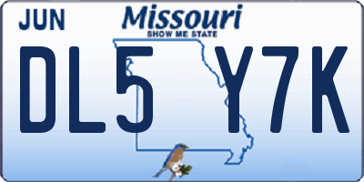MO license plate DL5Y7K