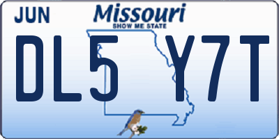 MO license plate DL5Y7T