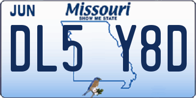MO license plate DL5Y8D