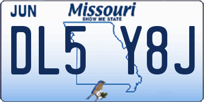 MO license plate DL5Y8J