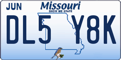 MO license plate DL5Y8K