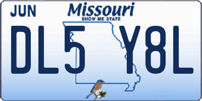 MO license plate DL5Y8L