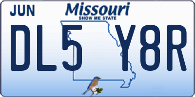 MO license plate DL5Y8R