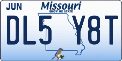 MO license plate DL5Y8T
