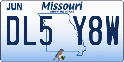 MO license plate DL5Y8W