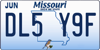 MO license plate DL5Y9F