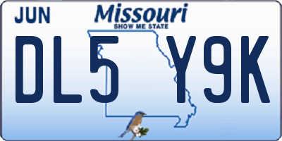 MO license plate DL5Y9K