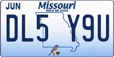 MO license plate DL5Y9U
