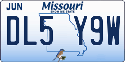 MO license plate DL5Y9W