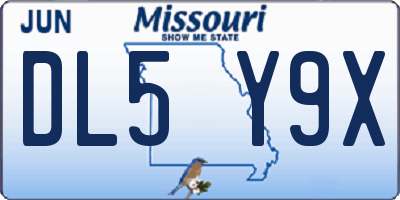 MO license plate DL5Y9X